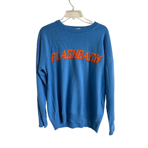 Sandro Paris Sweaters - Sandro Paris Blue FLASHBACK Wool Cashmere Blend Graphic Knit Sweater Womens L